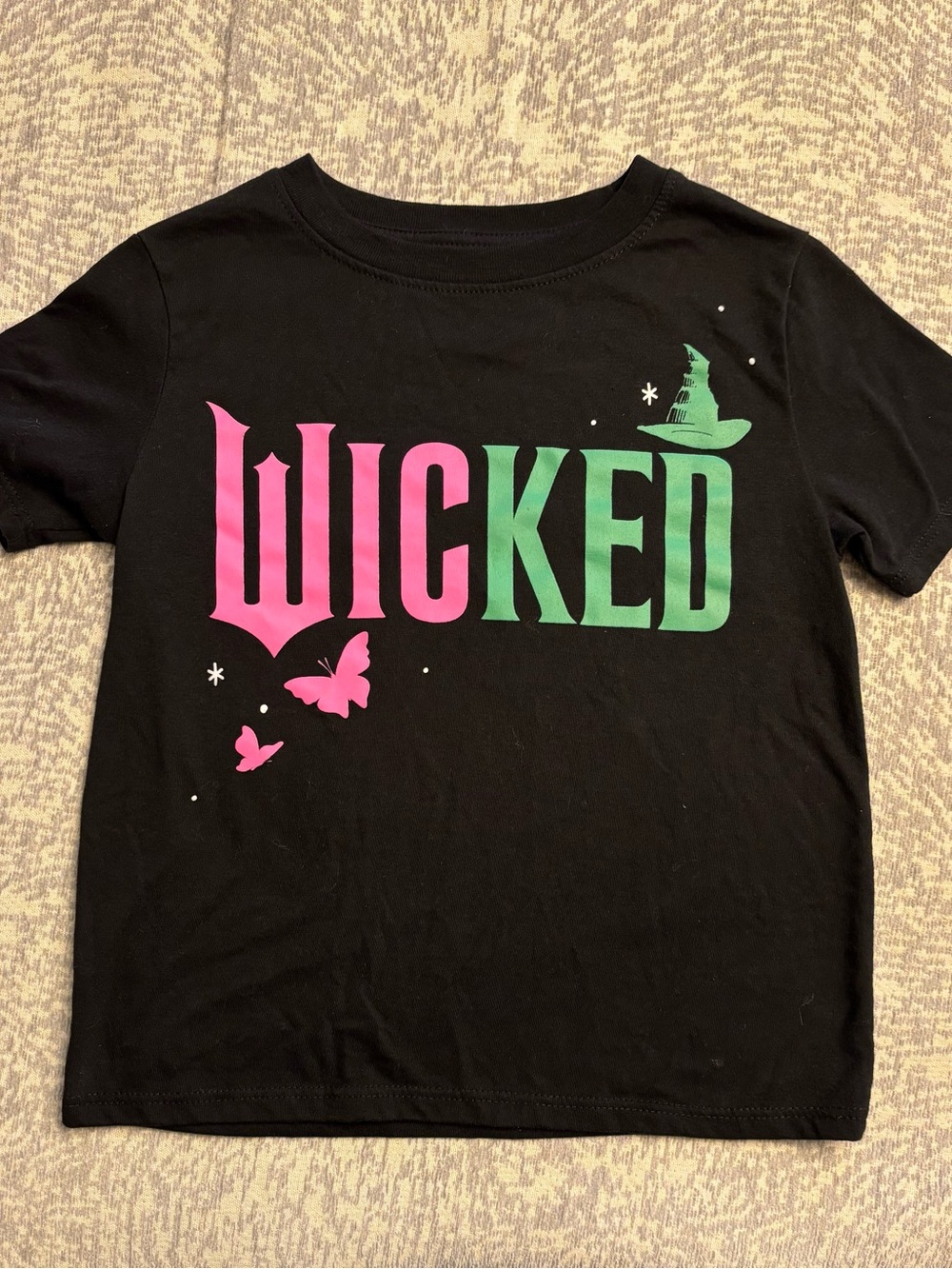 Kids Black 'Wicked' Graphic Tee with Pink and Green Print